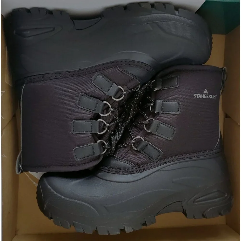Staheekum Men's 8 Winter Snow Boots Waterproof Insulated Outdoor Faux Fur Black